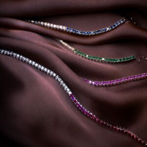 Half Diamond Half Gemstone Tennis