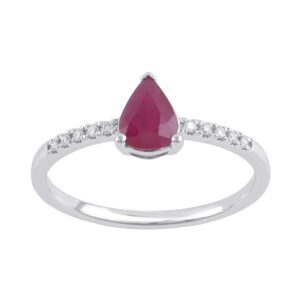 Ruby Pear & Diamond Ring