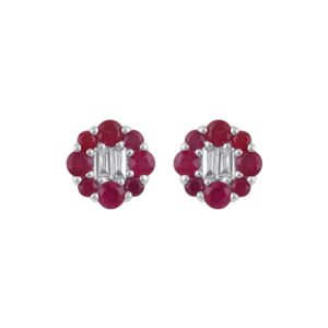 Diamond & Ruby Stud Earrings