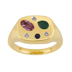 Diamond & Gemstones Signet Ring