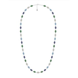 Colorful Diamond Long Necklace