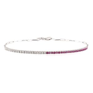 Half Diamond Half Ruby Tennis Bracelet