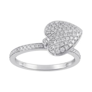 Diamond Heart Charm Signet Ring