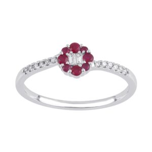 Ruby & Diamond Flower Ring